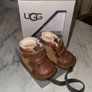 UGG Chestnut Brown Shearling-Lined Mini Booties